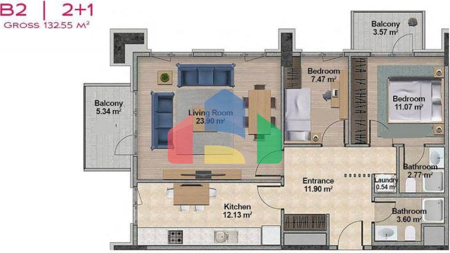 Квартира 4+1 с видом на море в Стамбуле