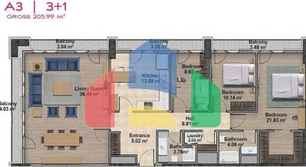 Квартира 4+1 с видом на море в Стамбуле