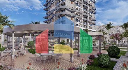 Квартира 1+1 в новом комплексе района Махмутлар