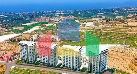 Квартира 1+1 в строящемся комплексе в районе Махмутлар