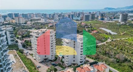 Квартира 2+1 свидом на море и горы в районе Махмутлар