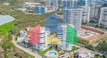 Квартира 2+1 свидом на море и горы в районе Махмутлар