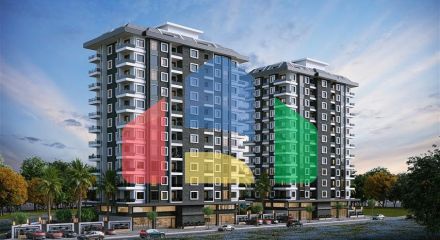 2+1 apartments in a new complex from a well-known developer in Mahmutlar.