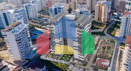 Квартира 1 + 1 в споруджуваному комплексі преміум класу в районі Махмутлар