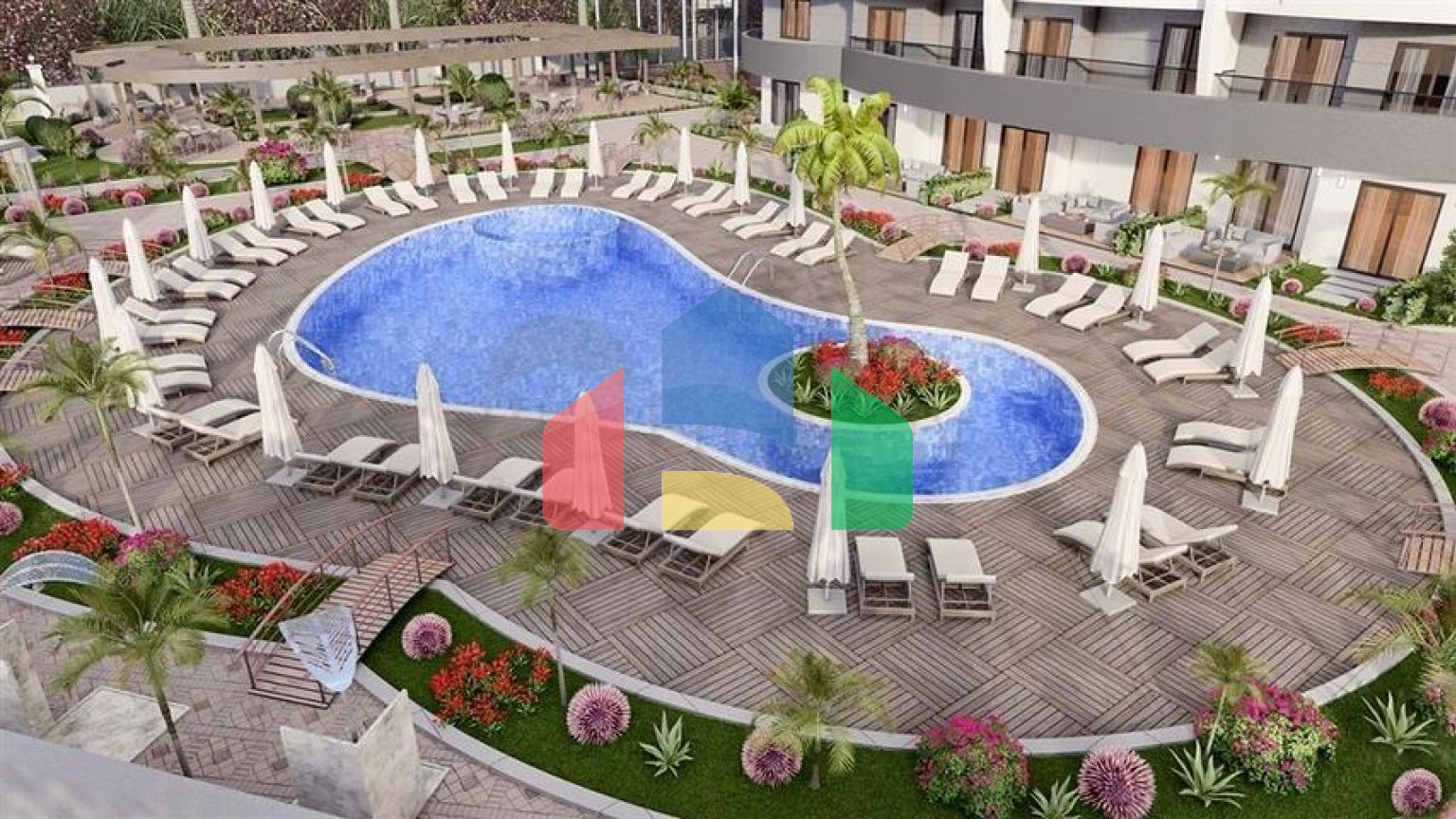 Квартира 1+1 в строящемся комплексе премиум класса в районе Махмутлар