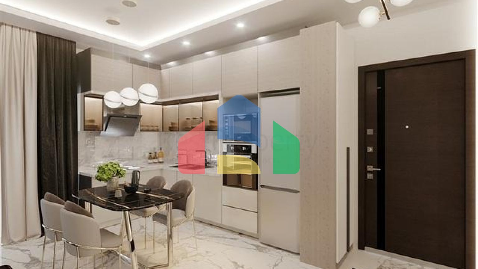 Квартира планировкой 1+1 в строящемся доме района Махмутлар