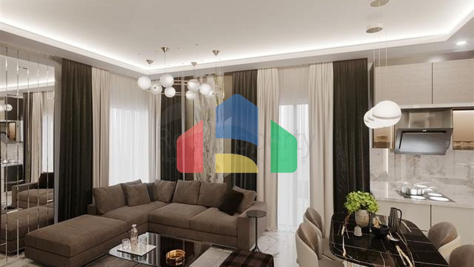 Квартира планировкой 1+1 в строящемся доме района Махмутлар