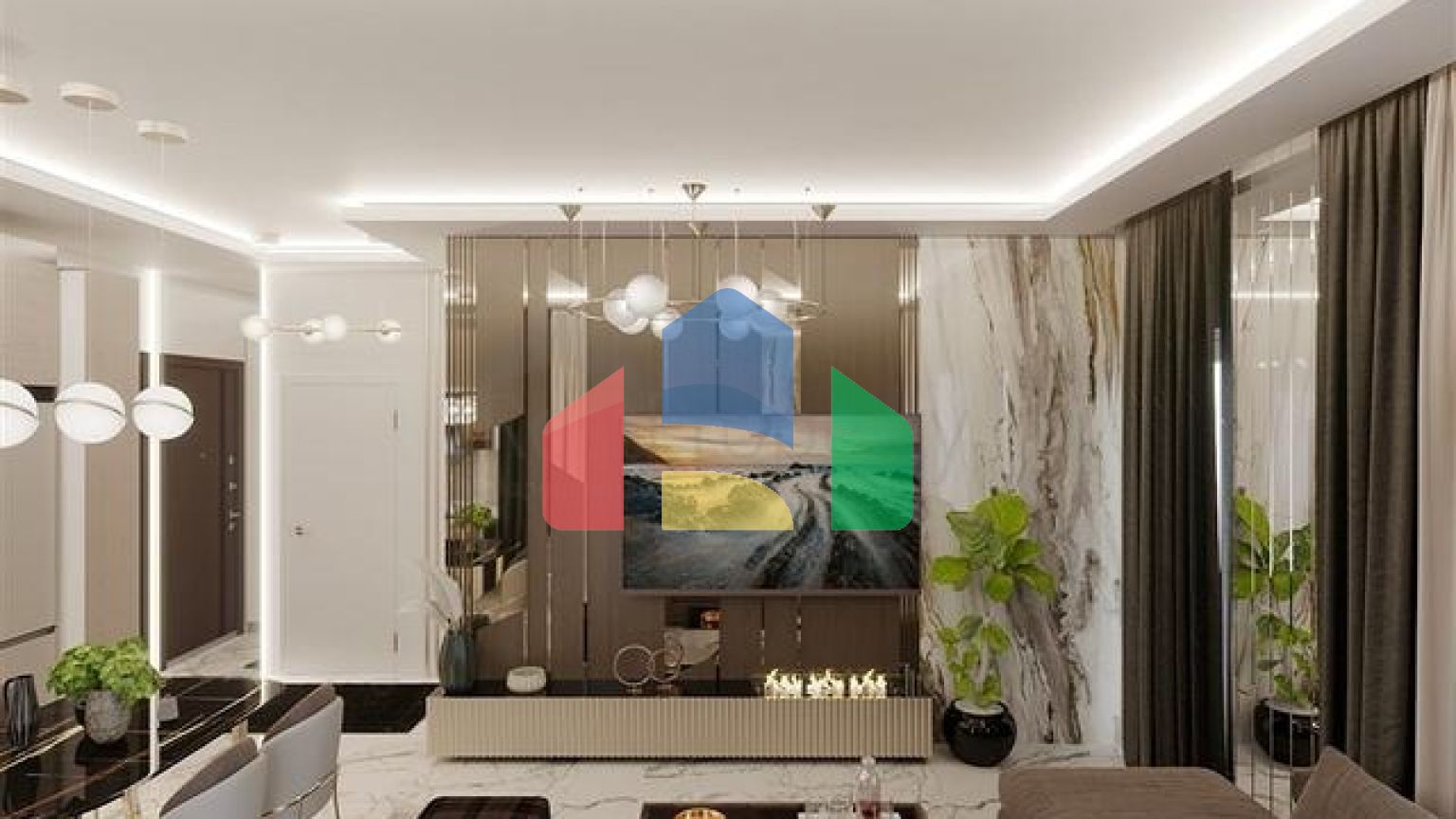 Квартира планировкой 1+1 в строящемся доме района Махмутлар