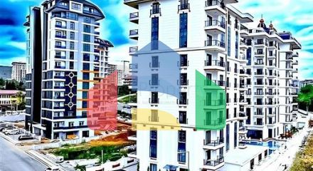 Новый квартира 1+1 в районе Махмутлар