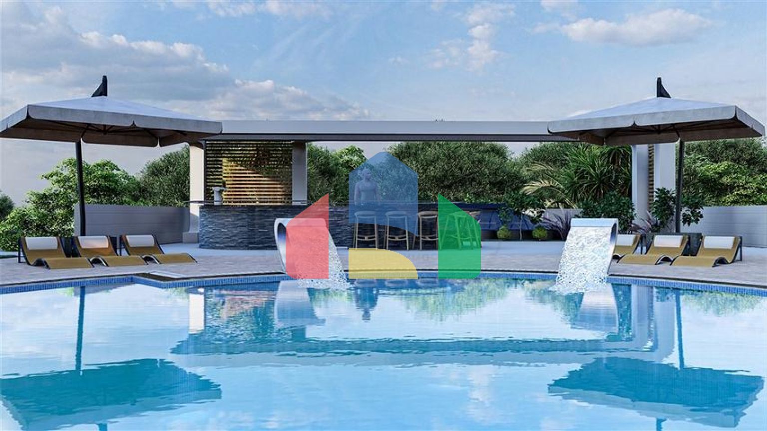 Двухкомнатная квартира с панорамным видом на горы в районе Махмутлар