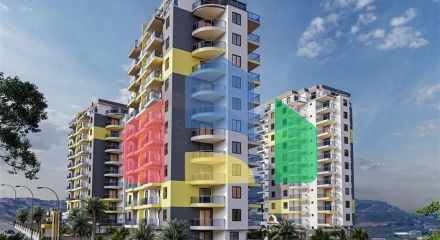 Двухкомнатная квартира с панорамным видом на горы в районе Махмутлар