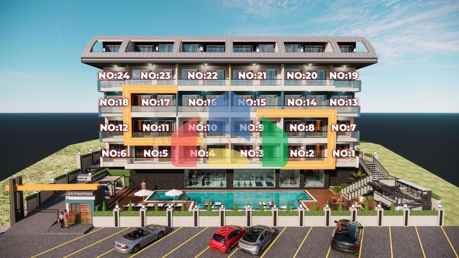 Квартира 1+1 в одном из новых комплексов района Махмутлар