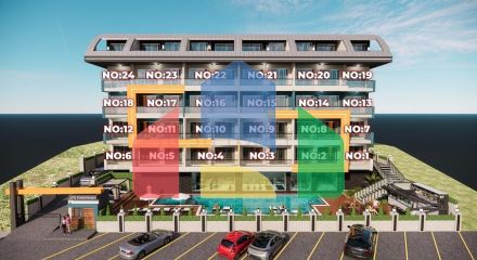 Квартира 1+1 в одном из новых комплексов района Махмутлар