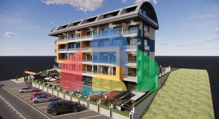 Квартира 1 + 1 в одному з нових комплексів району Махмутлар