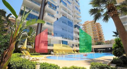 2+1 apartment with separate kitchen 125 m from the sea in Mahmutlar district