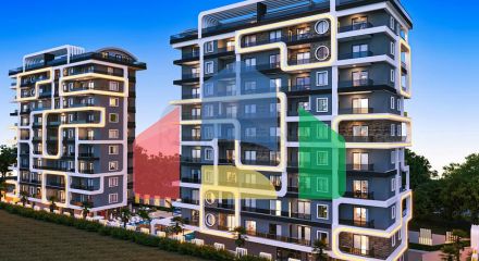 Квартира 1 + 1 в комплексі в комплексі прміум класу в районі Махмутлар