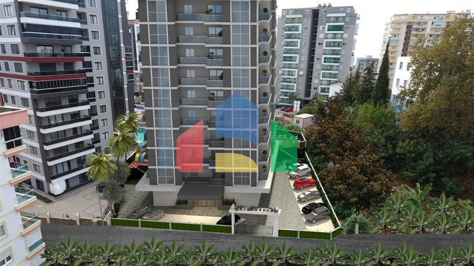 Просторная квартира планировкой 1+1 в строящемся доме в районе Махмутлар