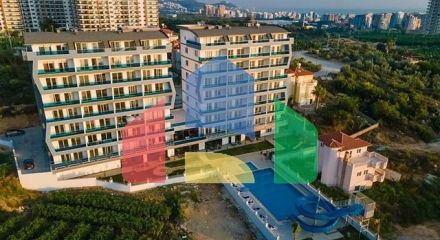 Меблированная квартира 1+1 с видом на море и на горы в районе Махмутлар