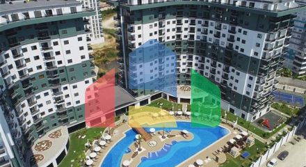 Modern furnished 2+1 apartment with resort infrastructure in the center of Mahmutlar