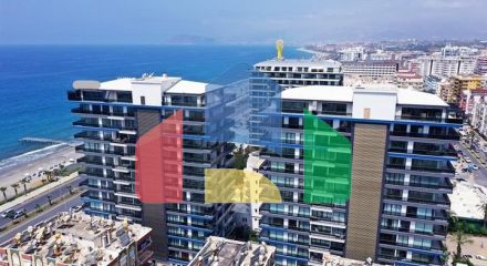 Квартира 2 + 1 з панорамним видом на море в районі Махмутлар