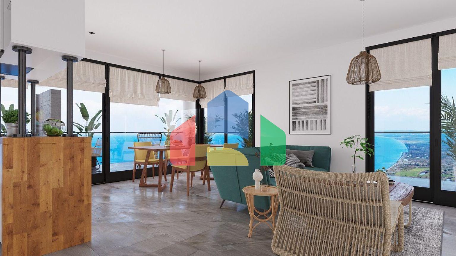 Двухкомнатная квартира 45 м2 в новом комплексе  в 150 метрах от пляжа