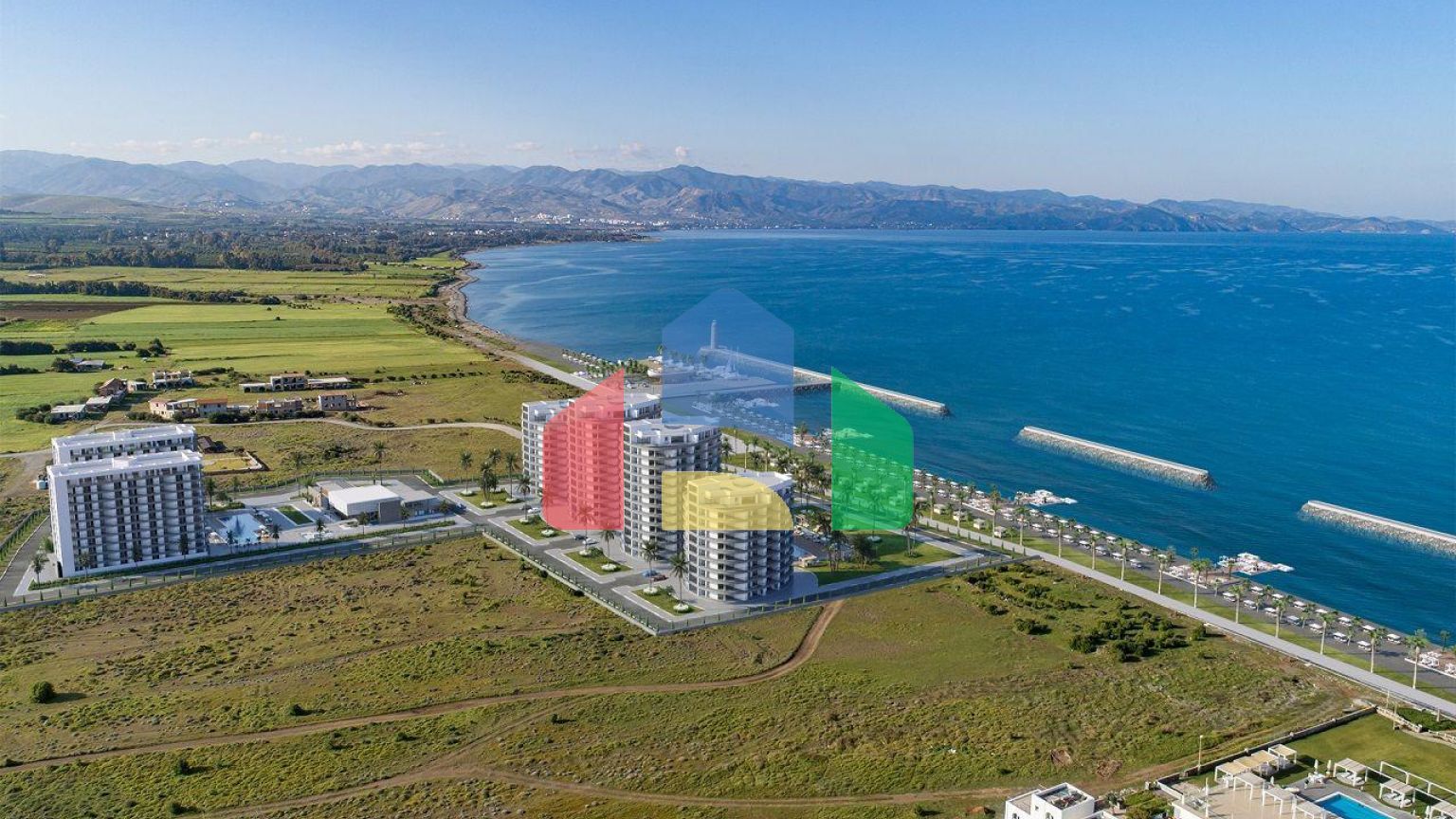 Трехкомнатная квартира 77 м2 в новом комплексе в Гюзельюрте