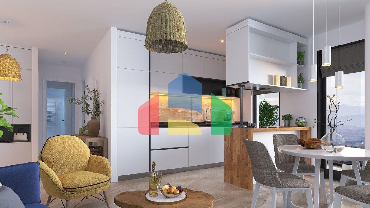 Трехкомнатная квартира 77 м2 в новом комплексе в Гюзельюрте