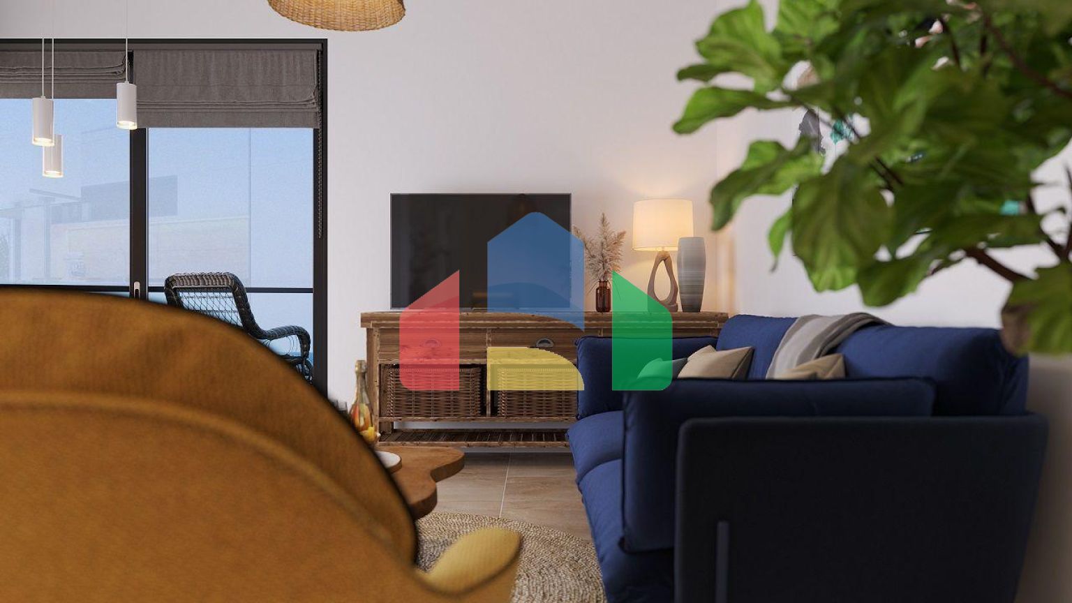 Трехкомнатная квартира 77 м2 в новом комплексе в Гюзельюрте