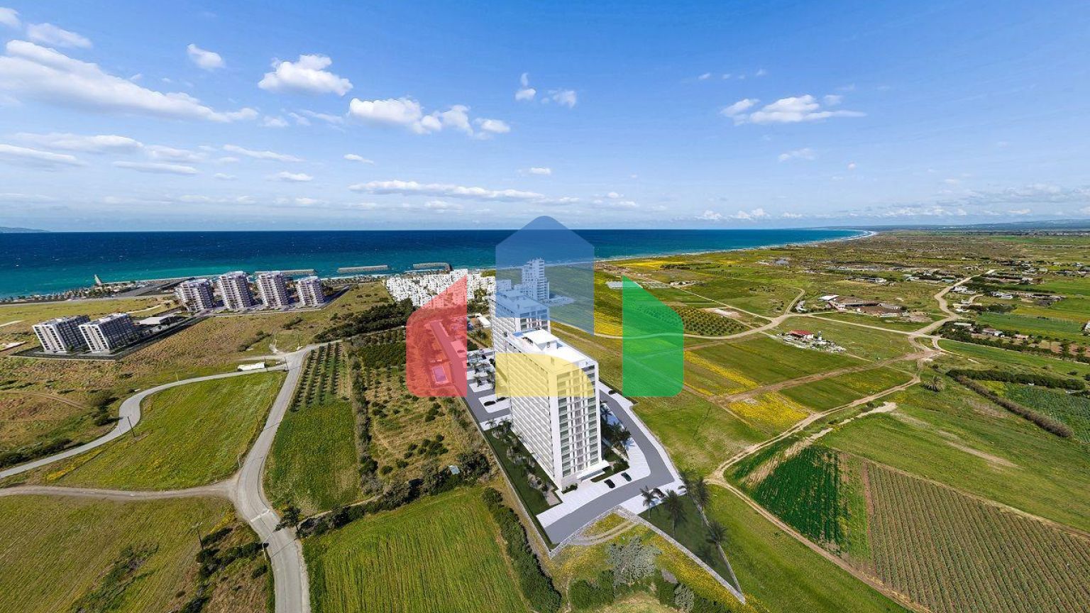 Двухкомнатная квартира 59  м2 в новом комплексе в Гюзельюрте