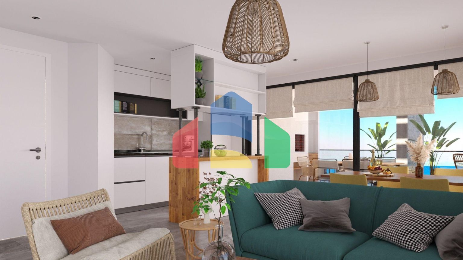 Двухкомнатная квартира 59  м2 в новом комплексе в Гюзельюрте