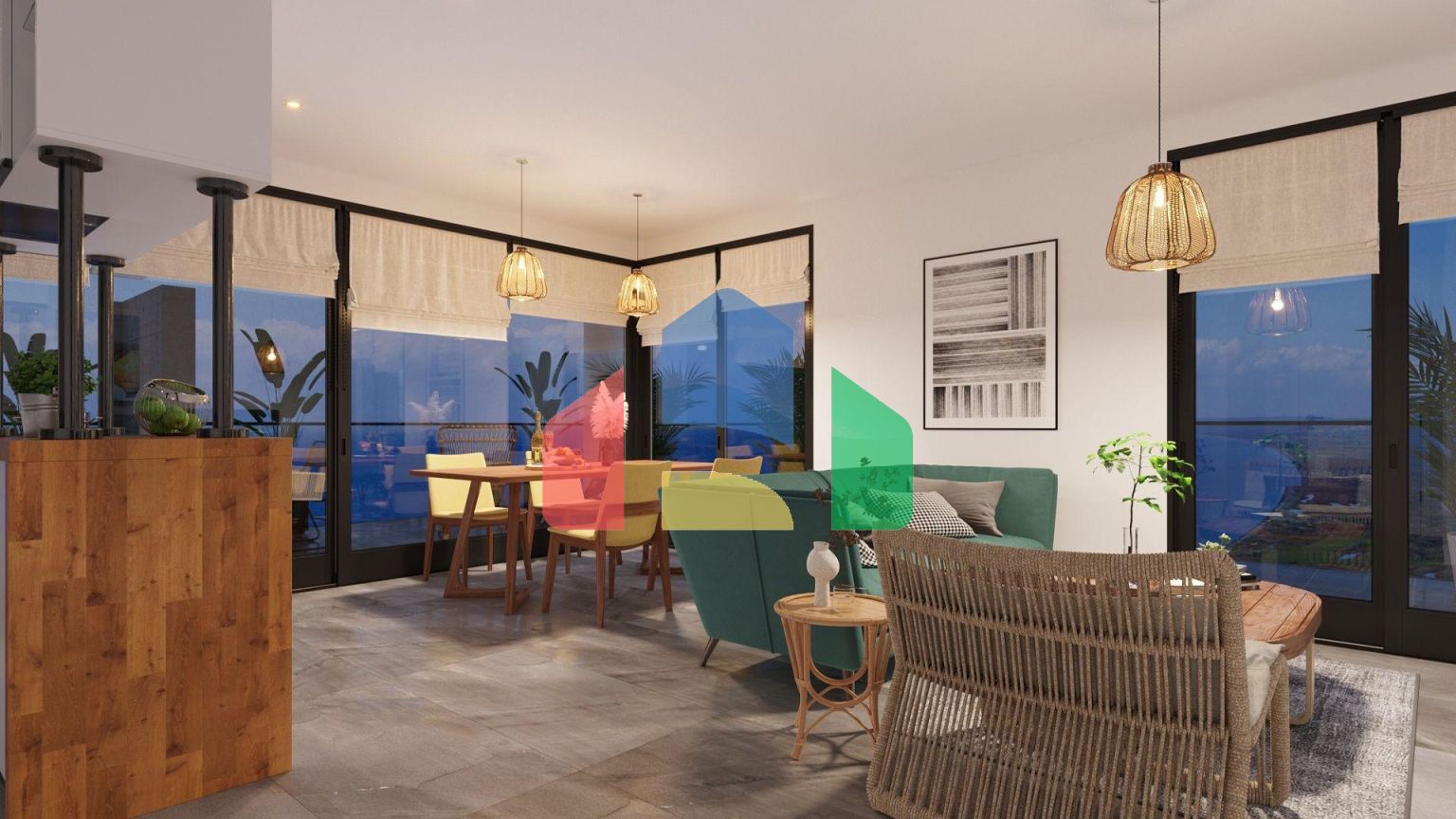 Двухкомнатная квартира 59  м2 в новом комплексе в Гюзельюрте