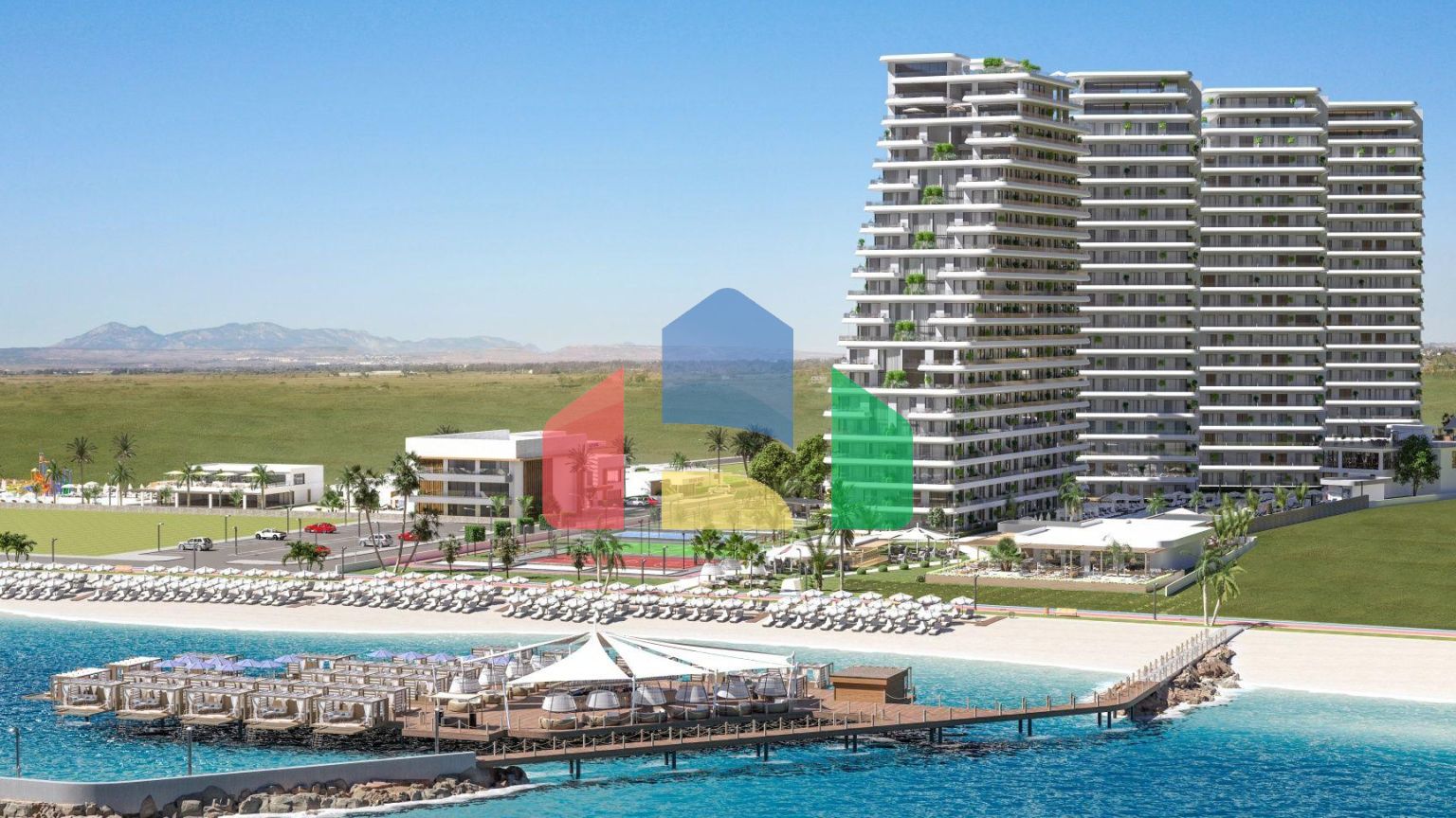 Квартира 2+1 (80 м2) с террасой 18 м2 в новом комплексе в Гюзельюрте