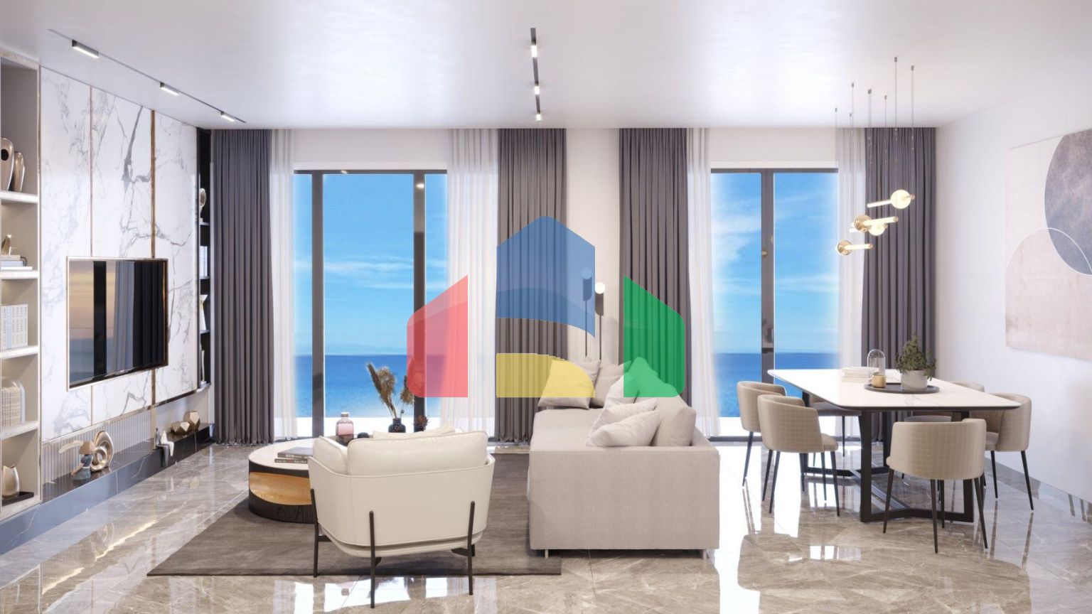 Квартира 2+1 (80 м2) с террасой 18 м2 в новом комплексе в Гюзельюрте