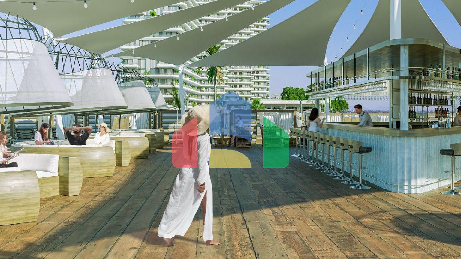 Квартира 2+1 (80 м2) с террасой 18 м2 в новом комплексе в Гюзельюрте