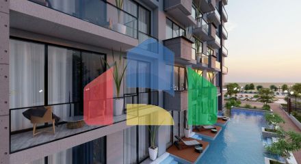 Двухкомнатная квартира 70 м2 с балконом в курортном комплексе рядом с морем