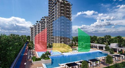 Двухкомнатная квартира 70 м2 с балконом в курортном комплексе рядом с морем