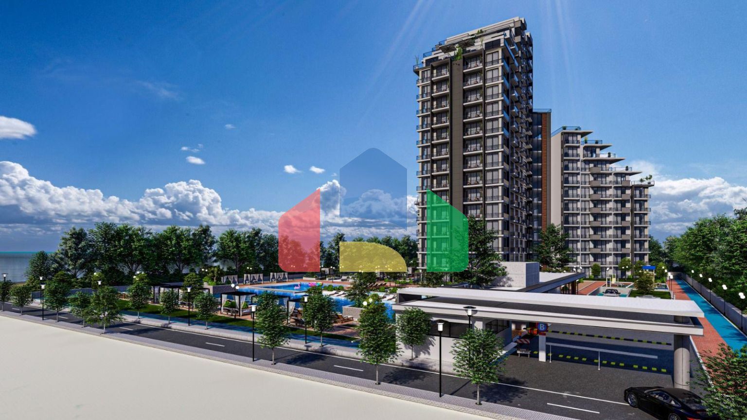 Двухкомнатная квартира 70 м2 с балконом в курортном комплексе рядом с морем