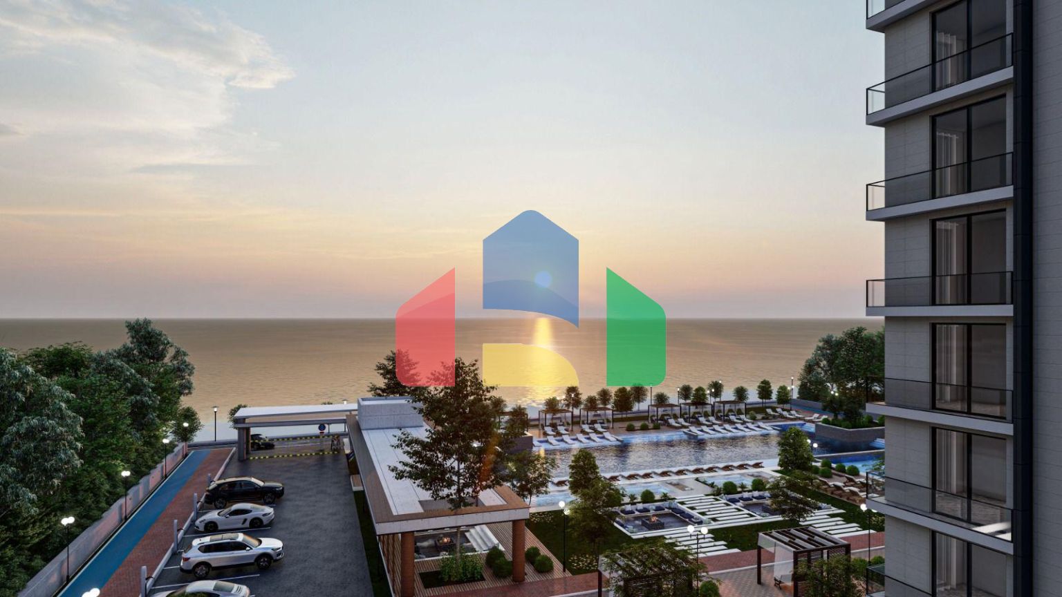 Двухкомнатная квартира 70 м2 с балконом в курортном комплексе рядом с морем