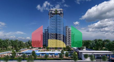 Квартира 2+1 (132м2) с балконом 7м2 и террасой 38м2 в комплексе рядом с морем