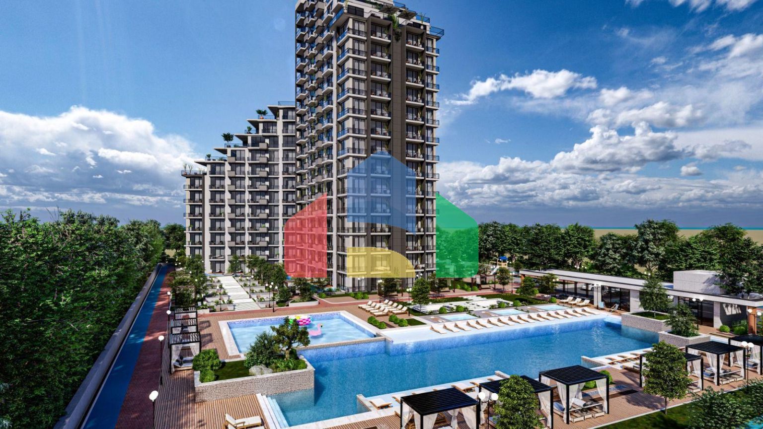 Квартира 2+1 (132м2) с балконом 7м2 и террасой 38м2 в комплексе рядом с морем