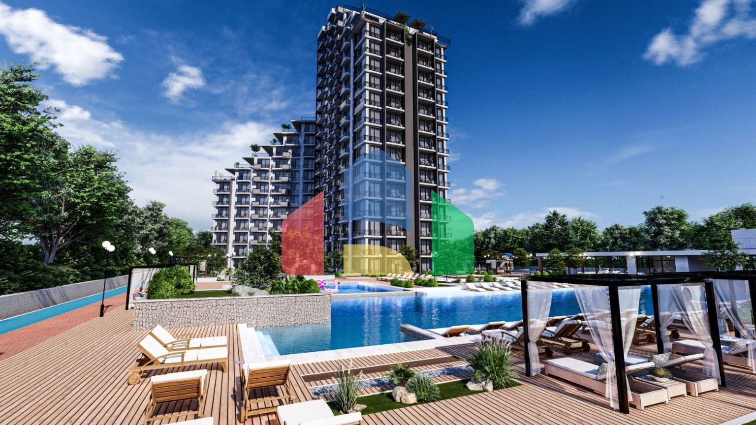 Квартира 2+1 (132м2) с балконом 7м2 и террасой 38м2 в комплексе рядом с морем