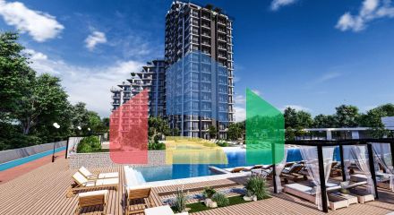 Квартира 2+1 (132м2) с балконом 7м2 и террасой 38м2 в комплексе рядом с морем