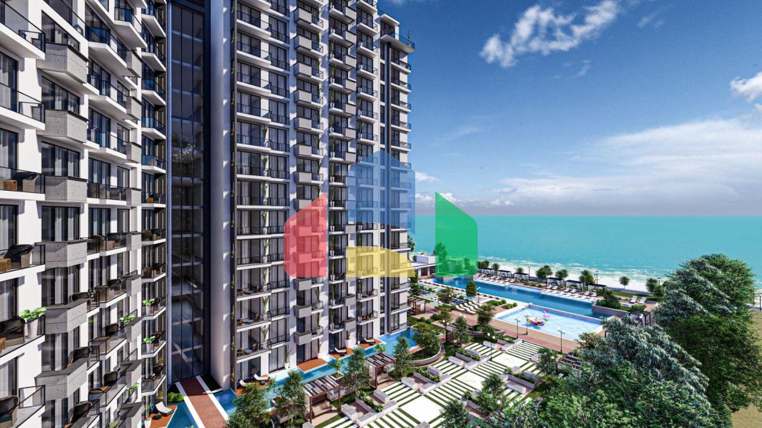 Студия 50 м2 с видом на море в масштабном курортном комплексе в Газиверене