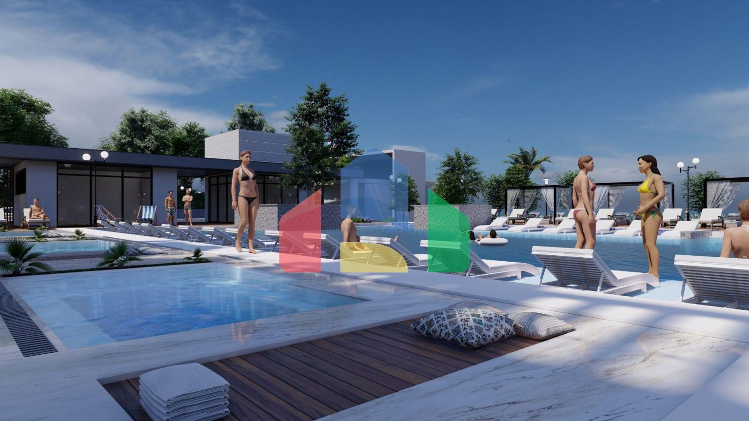 Студия 50 м2 с видом на море в масштабном курортном комплексе в Газиверене