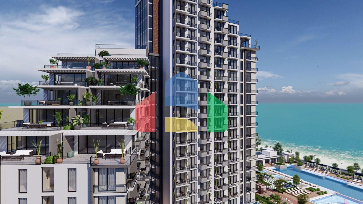 Студия 50 м2 с видом на море в масштабном курортном комплексе в Газиверене