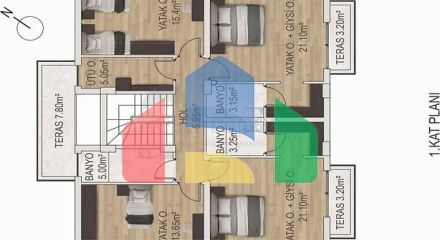 Вилла планировки 5+1 в микрорайоне Эрменек - Анталия
