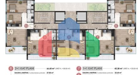 Квартири планування 1 + 1, 2+1 і 3+1 в мікрорайоні Ерменек - Анталія
