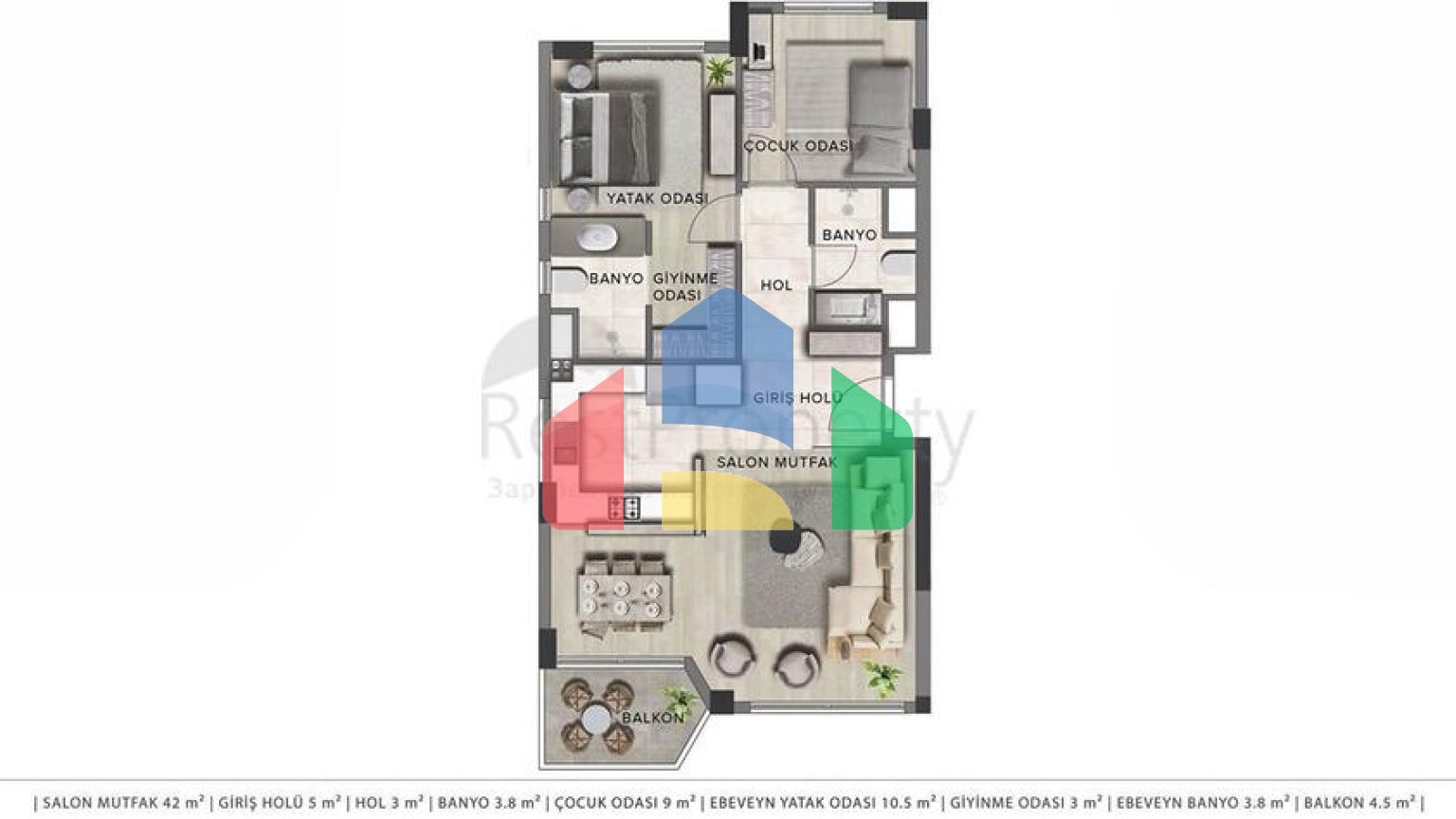 Квартири планування 2+1 , 3+1 і 4+1 дуплекс в районі Лара-Анталія