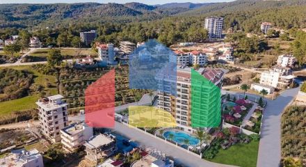 1+1 apartment in a complex under construction in Avsallar