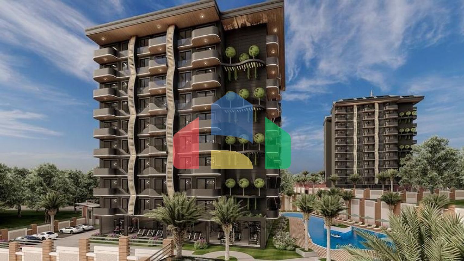 Современная квартира 1+1 в благоустроенном жилом проекте в районе Авсаллар